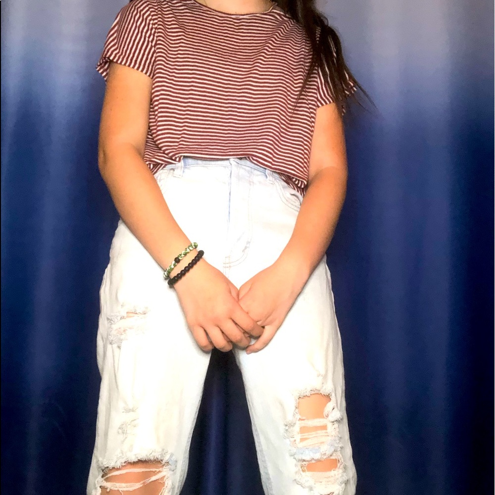 Stripes 💗&🤍 with shoulder open